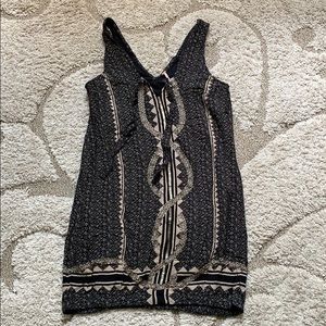 Free People Small Black Tan Beaded Tunic Dress